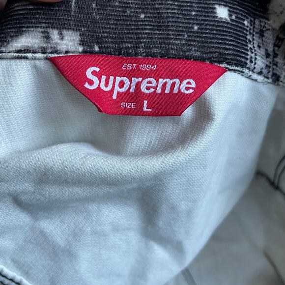 Supreme 2018 Vibrations Corduroy Trucker Jacket sz Large Black & White Men’s - Picture 7 of 9